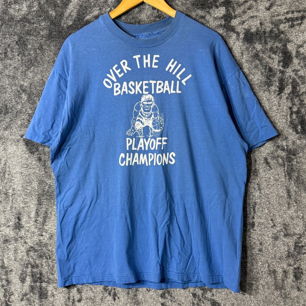 Vintage Basketball Champions Grandpa Blue T-Shirt Mens XL 90s Funny Humor‎